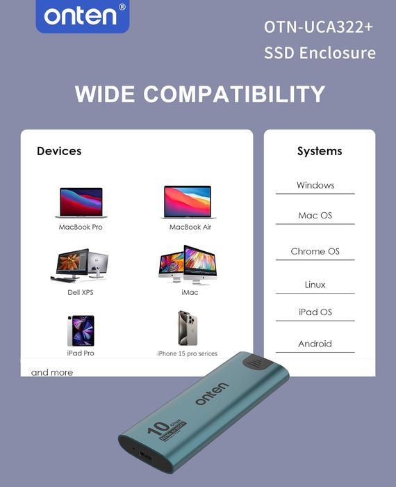 Внешний корпус бокс для  SSD M.2 NGFF 5-10-20Gbps Onten+ доставка 24/7