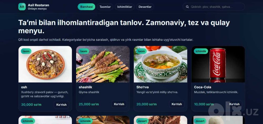 Qr kodli menu/ Меню Кр