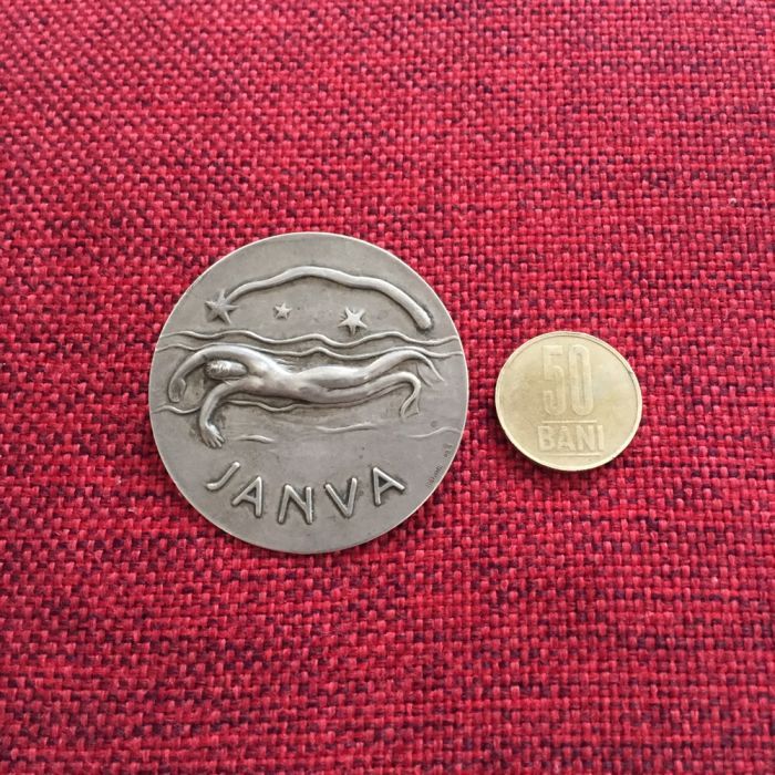 Insigna/Broșa/Medalie/Ecuson/înot argint 800/vechi 1928