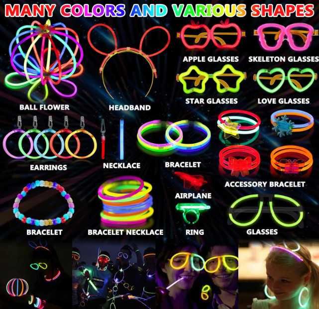 Парти комплект неонови пръчки MULEVIP Glow Party, 347 части