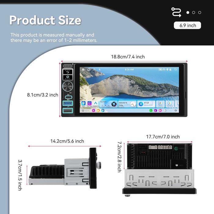 Мултимедия Android Auto Carplay единичен дин навигация кола автомобил