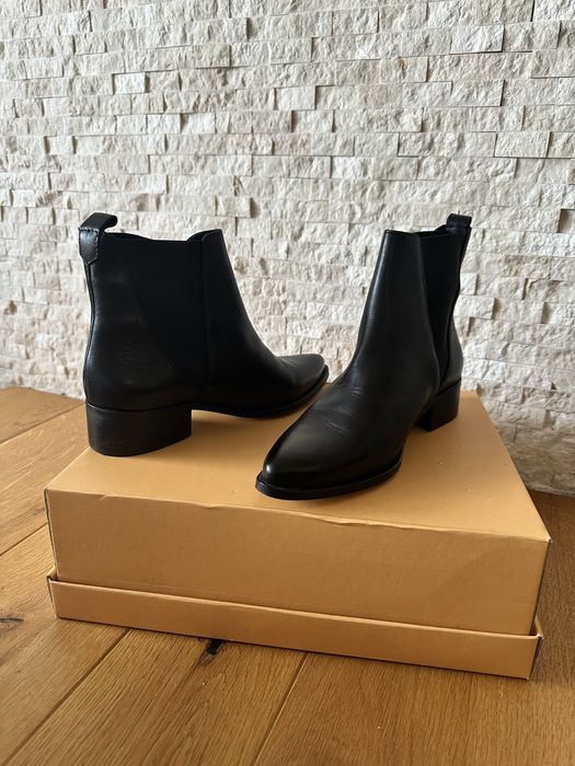 Дамски черни боти EDITED, естествена кожа, 39 номер – нови