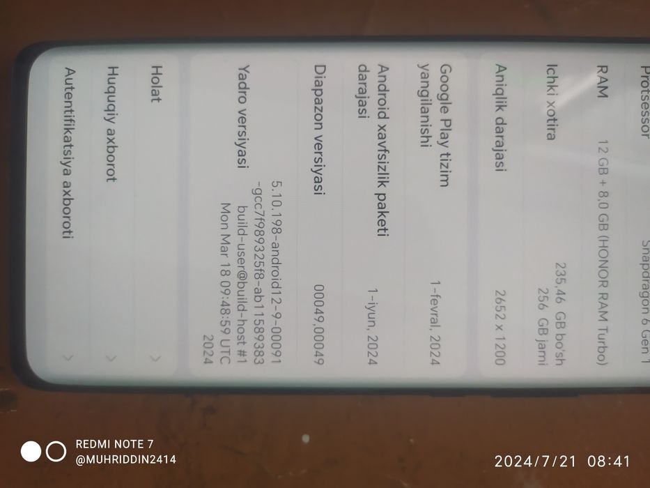 Honor x9b 12+8 256 talik