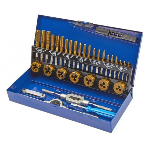 Комплект резби и накрайници, m3-m12, 32 части, hbm