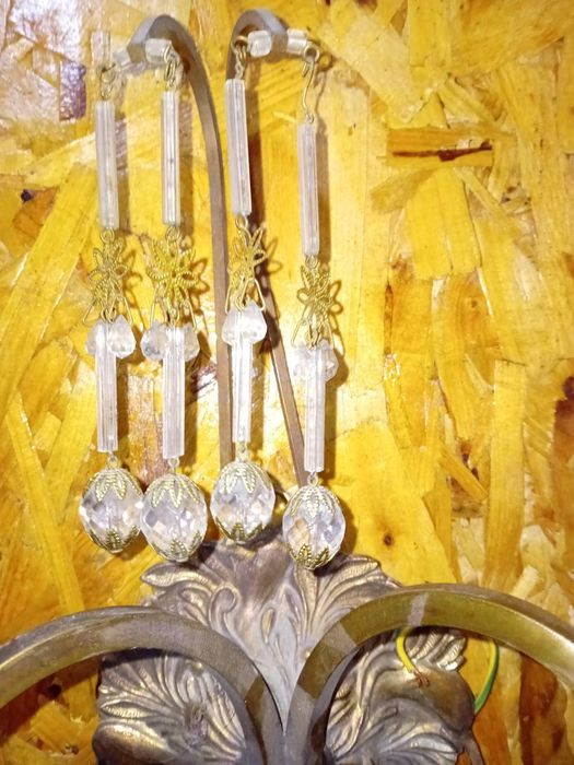 Кристална  лампа в стил  барокНастолна лампа ,барок бронз и кожа