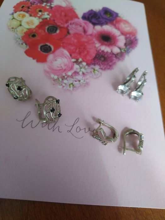 Сребърни обеци, пръстени и колие