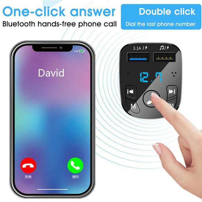 Блутут FM трансмитер  волтметър . Handsfree CAR KIT. Волтметър за кола