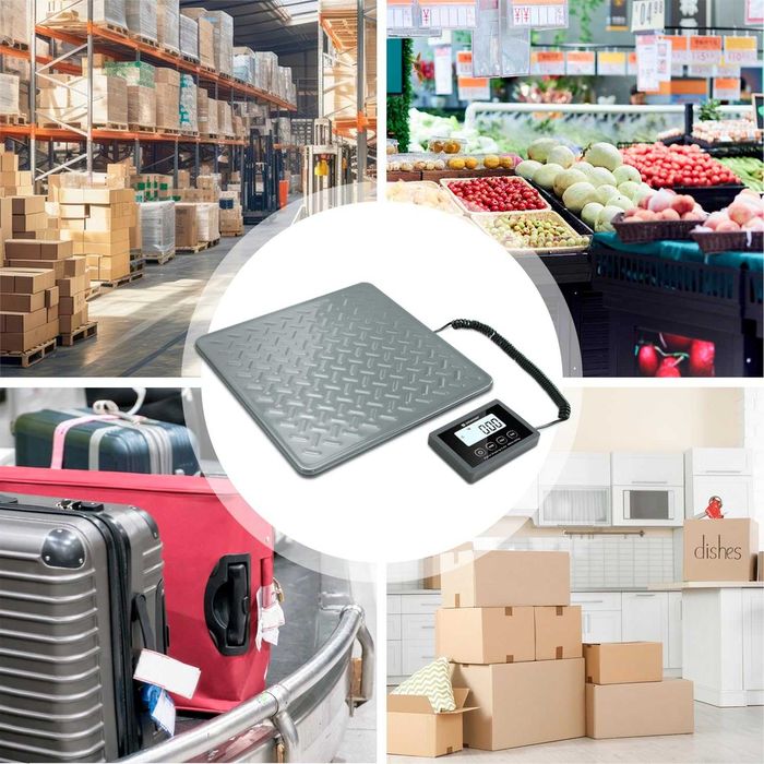 UNIWEIGH 200 кг, Цифрова везна за пощенски пратки, батерии и USB, сива