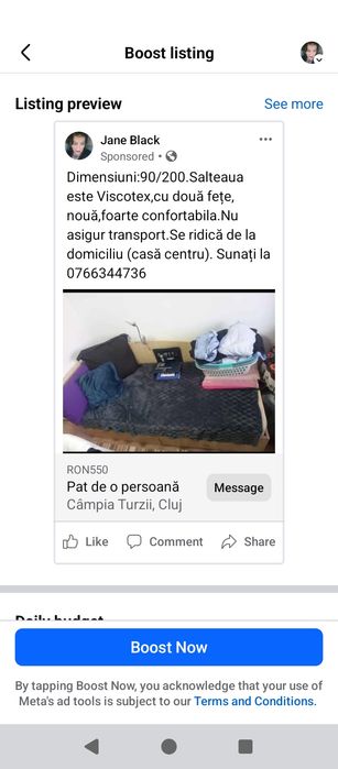 Pat de o persoană