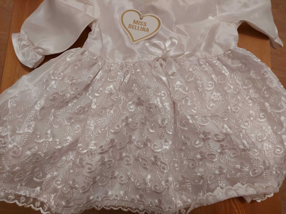 Ținută (noua) completa pt turtă/moț/botez: rochiță+bolero+palarie+jupă