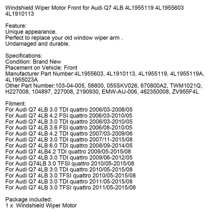 Motoras Actuator Stergatoare Stergator Parbriz Fata Audi Q7 NOU