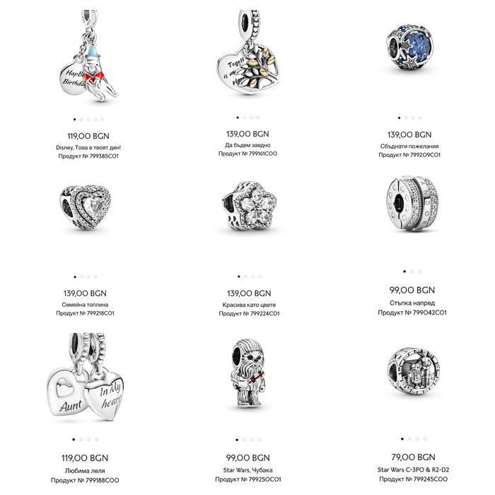 Талисмани Пандора гривни Pandora charms