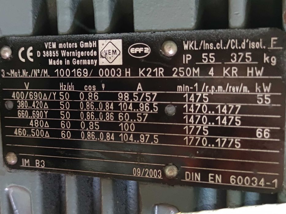 Motor electric trifazat VEM 55kW 1500rpm 380V