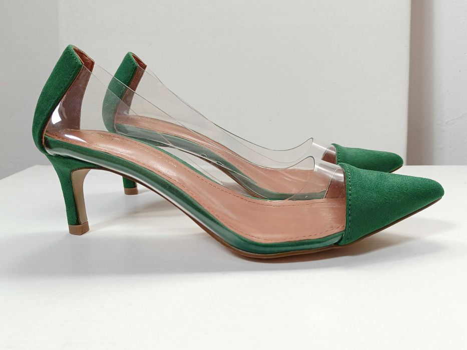 Pantofi noi, nr. 35, verzi, cu decupaj din silicon, "Benaza"
