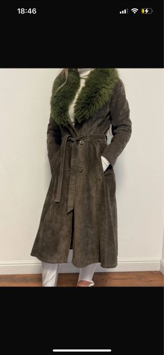 Palton din piele intoarsa naturala S