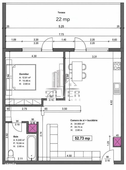 Apartamente cu 2 camere/50-55mp/TERASE 20-52mp/IMOBIL NZEB/TVA INCLUS.