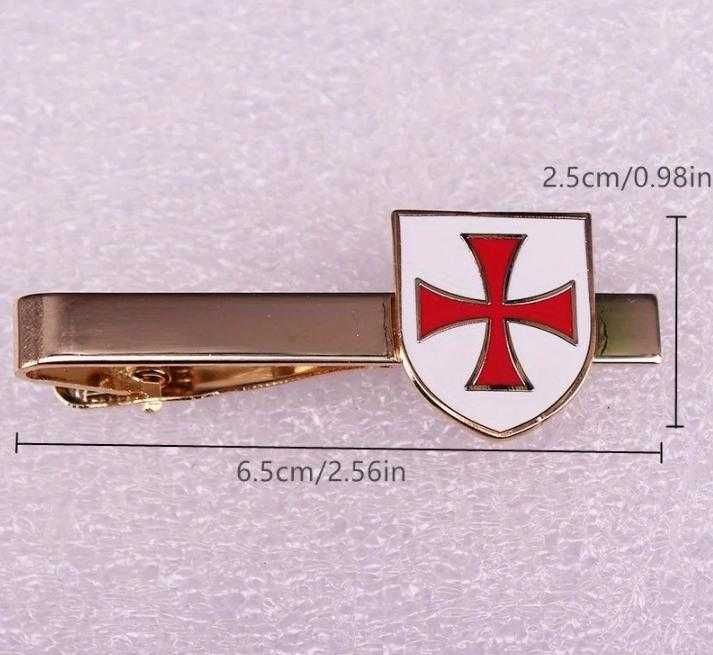 Масонска Игла за Вратовръзка Щипка Рицар Кръстоносец Кръст Тамплиерски