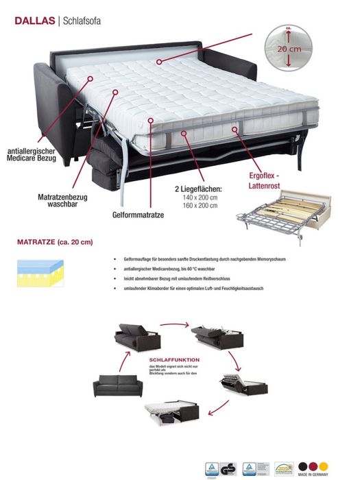 Canapea extensibila + saltea  160x200x20H inclusa