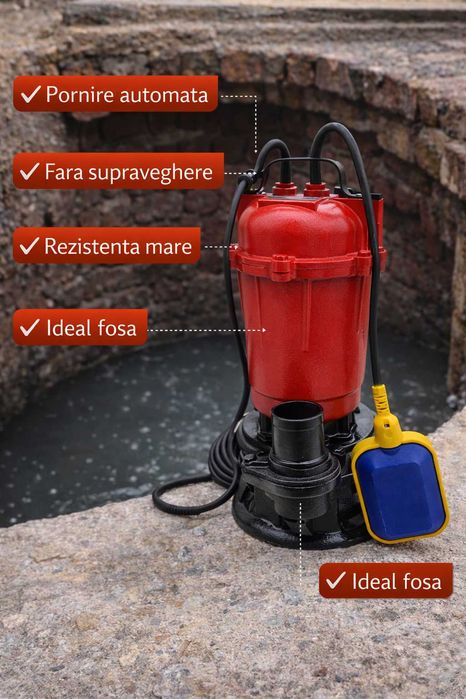 Pompa submersibila fonta cu plutitor 1100W apa murdara