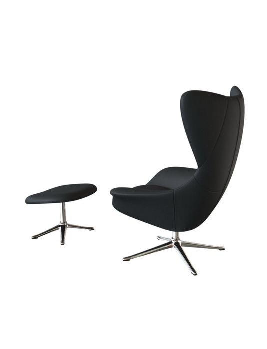 Fotoliu rotativ + taburet ( piele naturala )