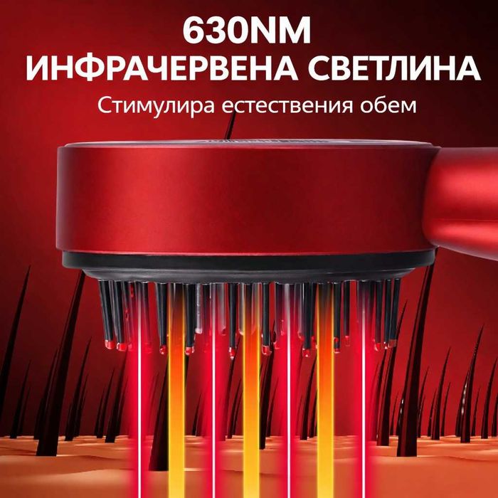 Иновативна масажираща четка за коса с инфрачервени лъчи.