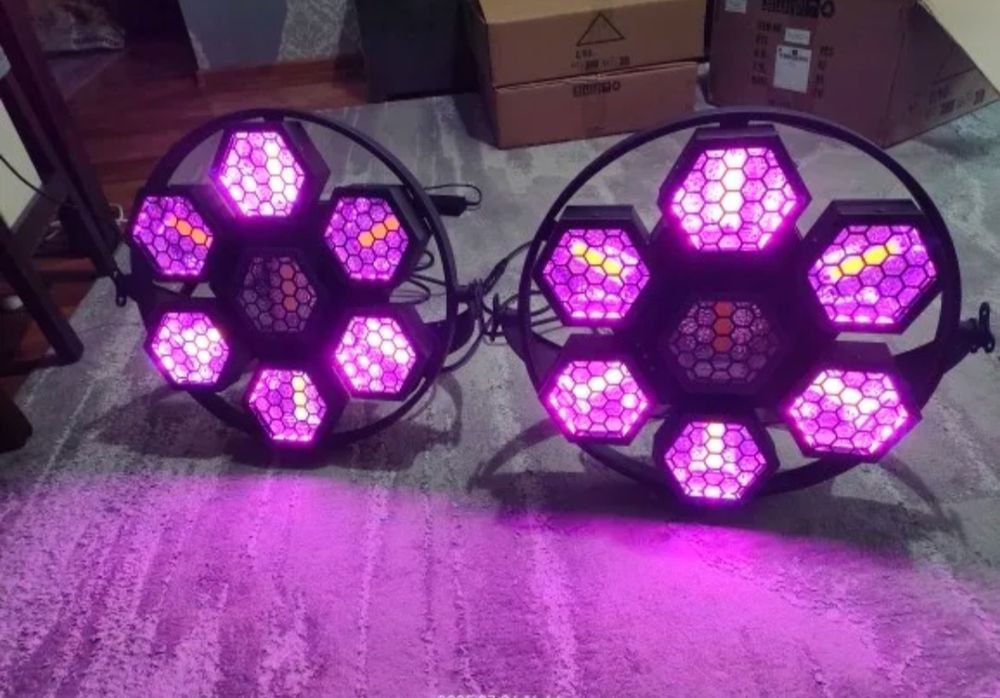 Set 2 Lumini Cob Retro floare 7 x 50W dj formații rbg gold