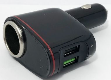 Priza auto x1, cu voltmetru, 12/24V, sursa alimentare, 5V/2,4A, 2xUSB