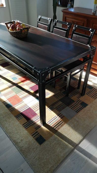 Masa/scaun fier si lemn natural-orice dimensiune dorita.4/6/8 persoane