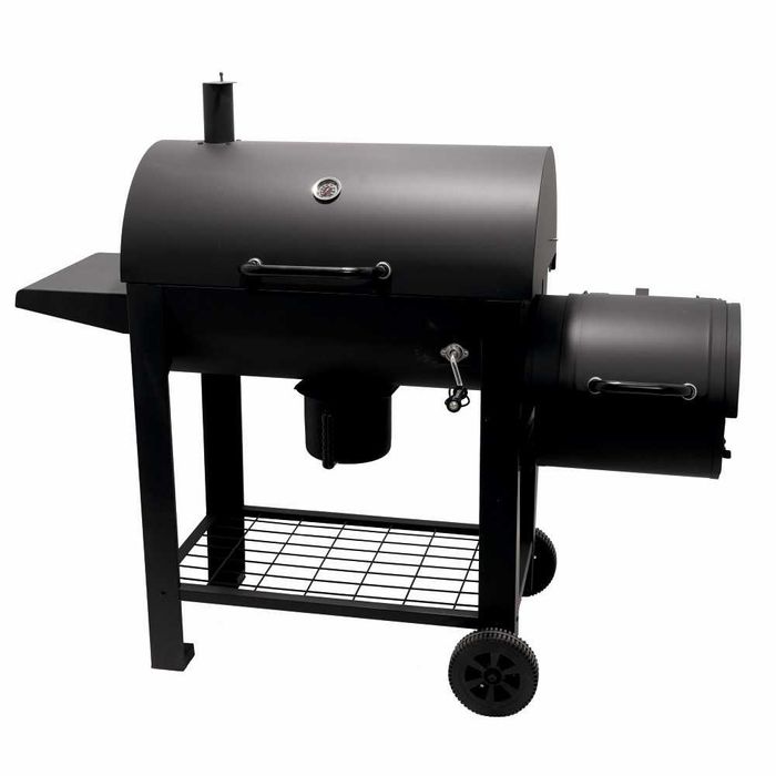 Gratar cu afumatoare din otel, capac si roti deplasare 66x42 cm