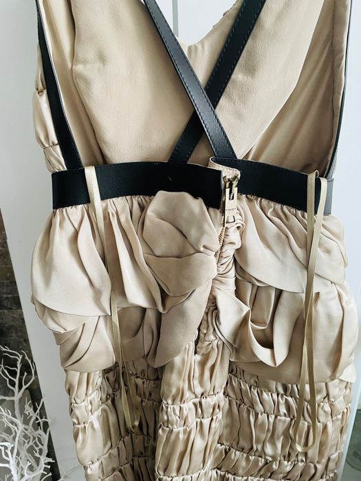 Rochie din matase cu cureluse din piele Burberry Prosum