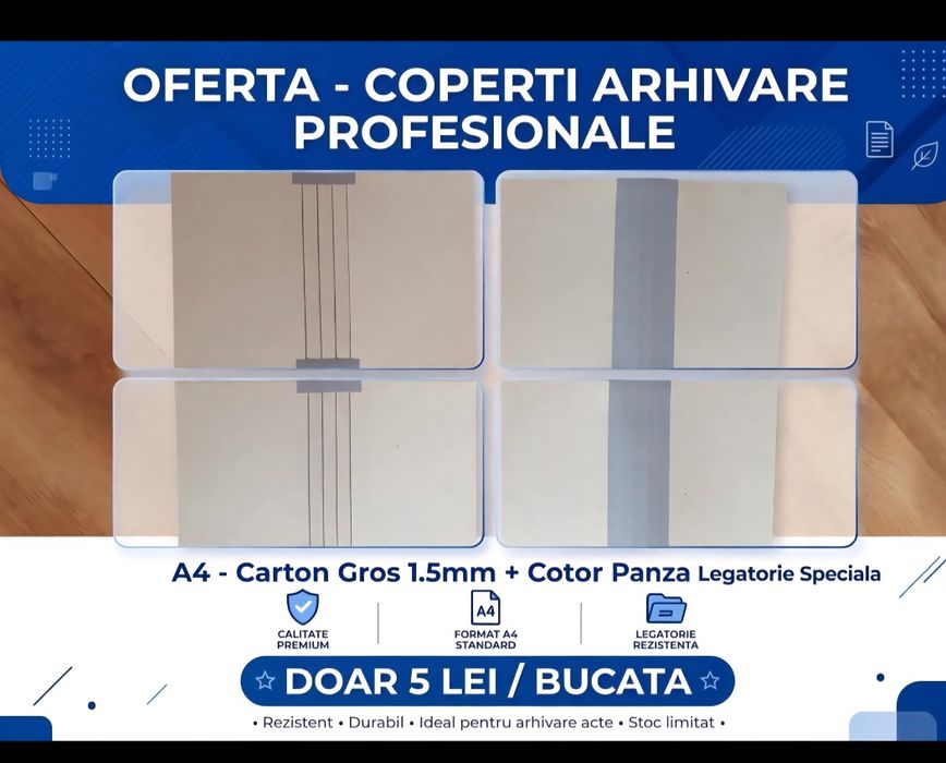 Coperti arhivare inclus manopera arhivare  6 ron.