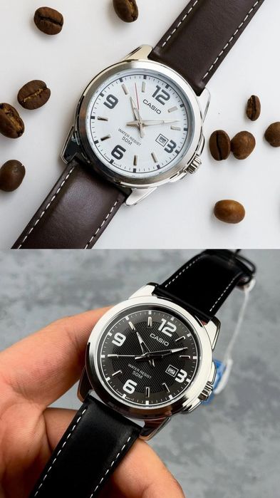 Оригинальные часы Casio на кожаном ремешке - Коробка, Документ