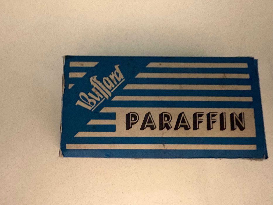 Cutie veche de parafină pentru schiuri albastră VEB Chemie Radebeul