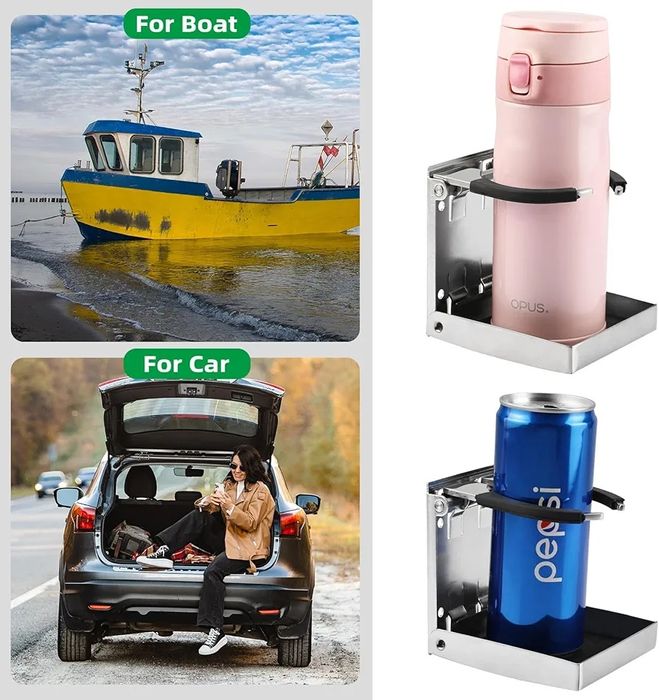 Регулируема сгъваема стойка за чаши BOOMSTART, неръждаема стомана, 2бр