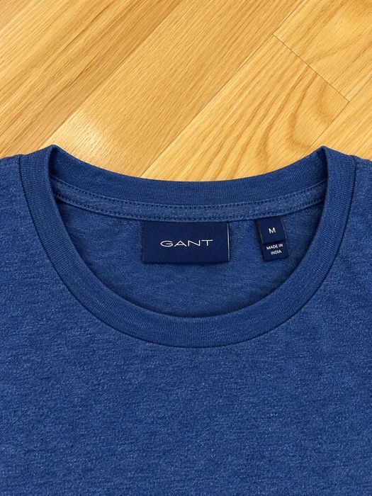 Tricou GANT bărbați, Mărimea M, bumbac, albastru, logo brodat pe piept, mânecă scurtă