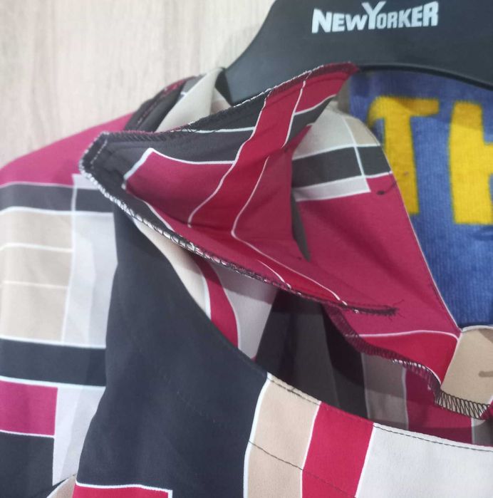 Ticou/Bluza femei Kathy Che New York marimea XL Red/Khaki Blocks