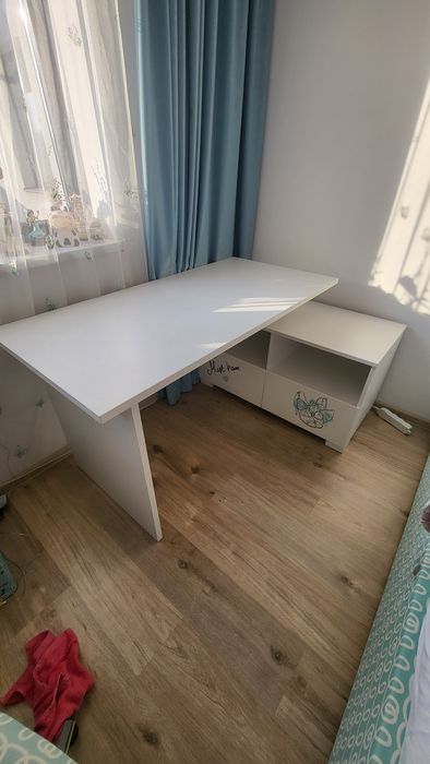 Ansamblu blat birou cu laterală și comodă ,,Fancy Mint"- Mobexpert