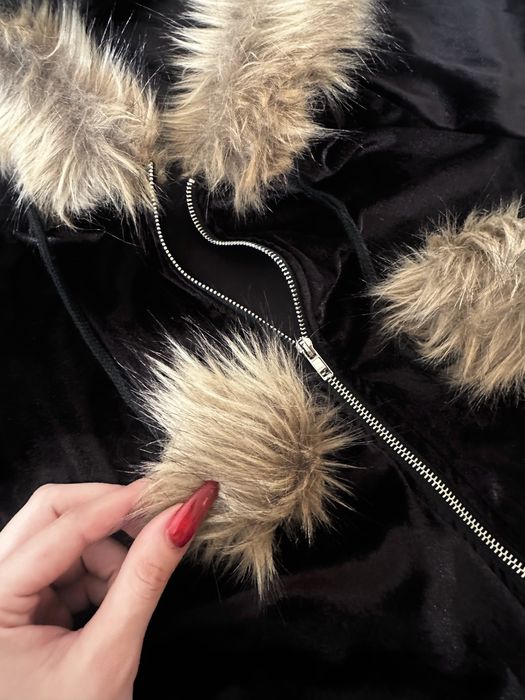 Luxury Black Velvet Hoodie with Faux Fur Custom Statement Piece