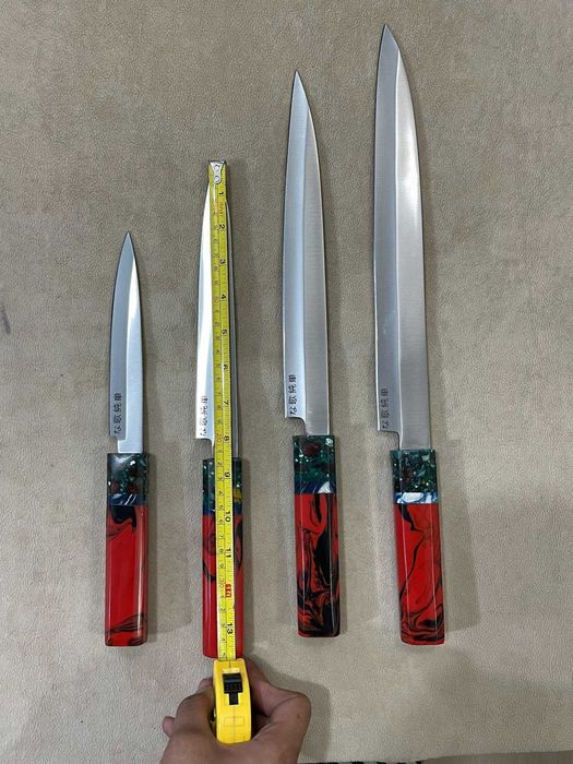 Set 4 Cuțite Japoneze Sujihiki Oțel D2 Mâner Rășină