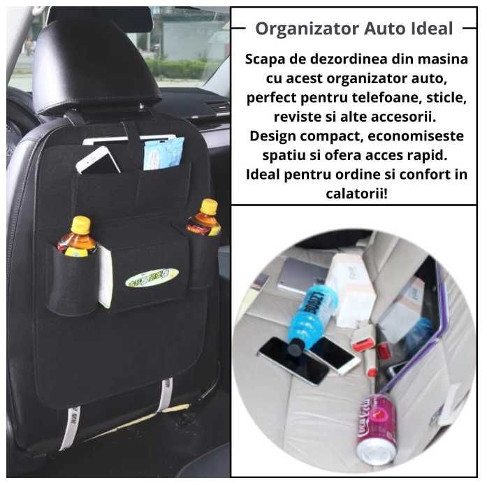Organizator pentru Spatar Auto, Suporturi si Buzunare Multiple