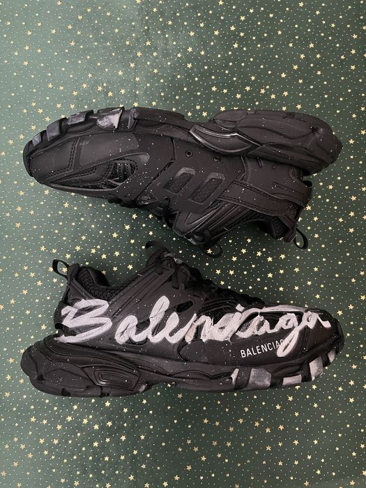 Balenciaga Track Signature Black Distressed Finish