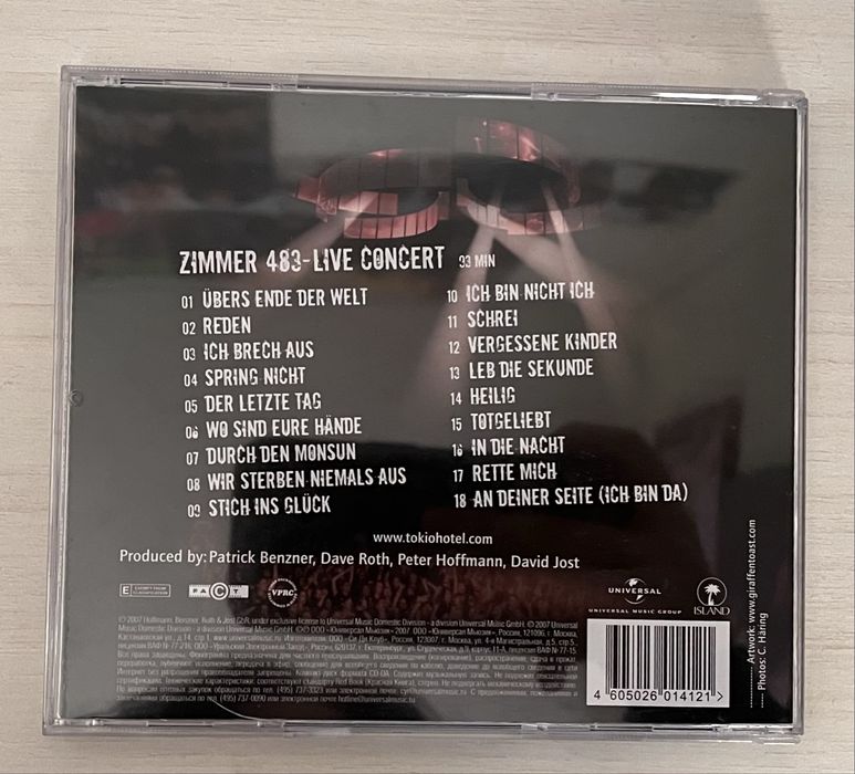 CD диск Tokio Hotel "Zimmer 483 Live"