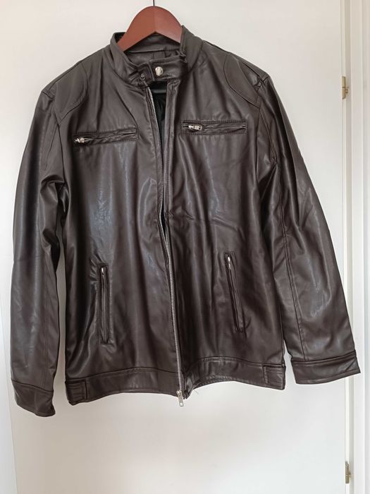 Haina jacheta moto piele  neagra marimea S-M noua