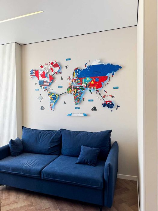 Карта мира интерьерная