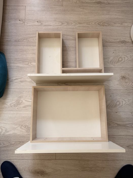 Corp mobila baie Cersanit, din PAL + MDF, alb bej, cu sistem push