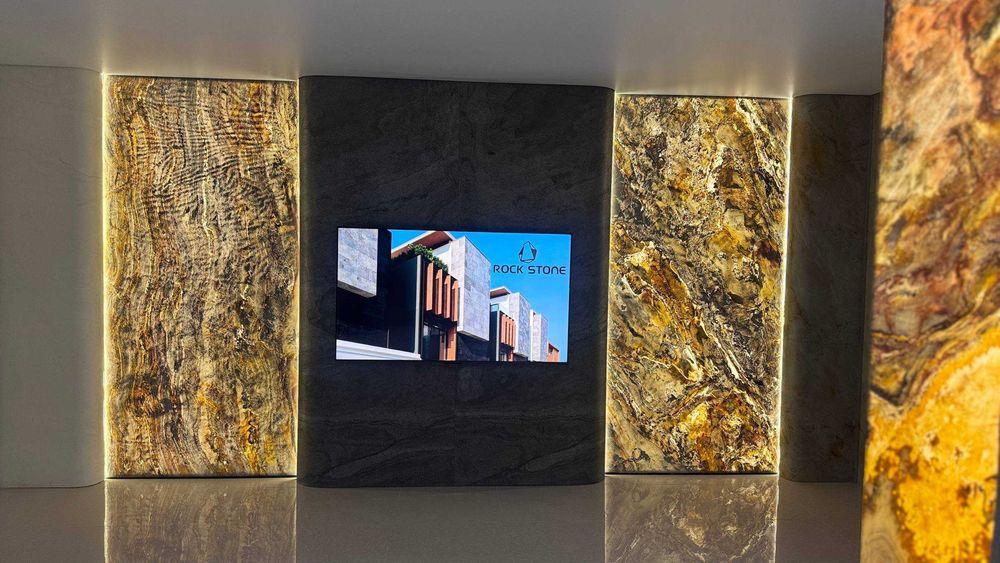 Декор для ТВ, натуральный камень, панель каменный шпон Dekor panel