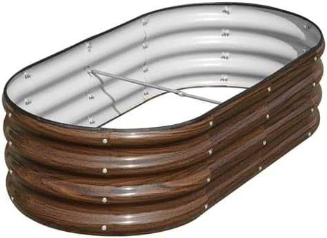 Нова Повдигната метална градинска леха 120x60x30 см кафява за зеленчуци цветя билки