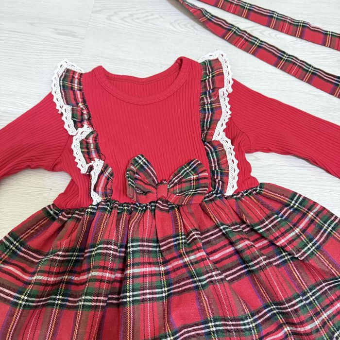 Новогоднее платье для девочки, красное, Yangi Yil koylagi qizil rangda