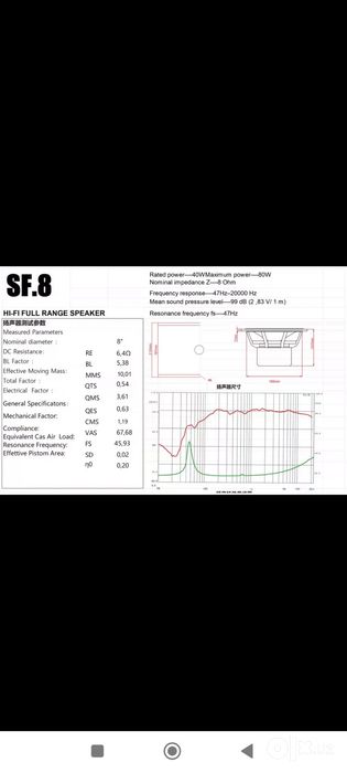 SF-8 HI-FI Полнодиапазонная акустическая система