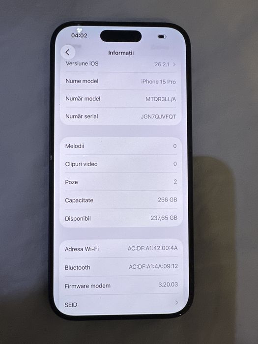 Iphone 15 pro 256 gb 95% sanatate baterie